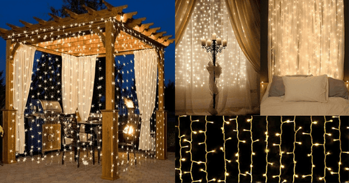10Ft. 300-LED Warm White String Curtain Lights - FREE SHIP DEALS