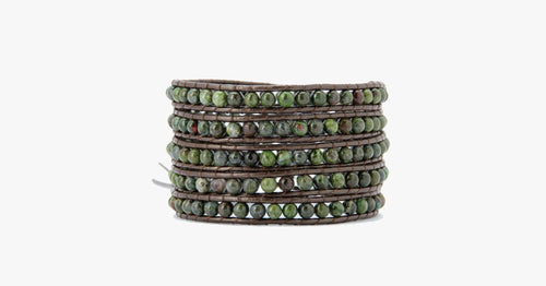 4MM  Natural Jasper Stone Wrap Bracelet - FREE SHIP DEALS