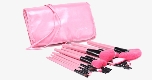24 Piece Pink Glory Brush Set with Free Case - FREE SHIP DEALS