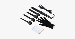5 Professional Curling Wand Set 85W 100-240V with Heat Resistant Glove - FREE SHIP DEALS