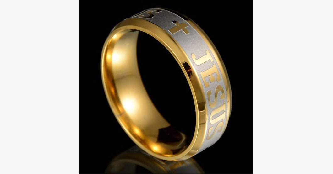 18k Silver Gold Plated Jesus Ring - FREE SHIP DEALS