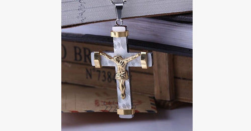 24K Gold Plated Two Tone Cross Pendant - FREE SHIP DEALS