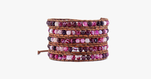 4MM  Faceted Agate Natural Stone Wrap Bracelet - FREE SHIP DEALS