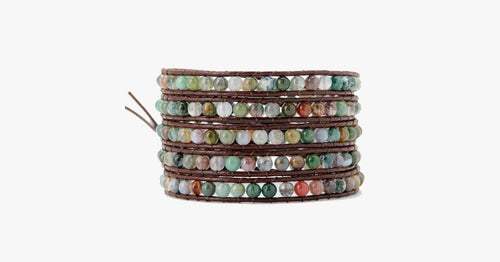 4MM  India Agate Stone Wrap Bracelet - FREE SHIP DEALS