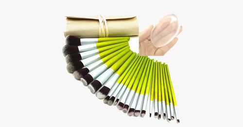 23 Piece Nylon MakeUp Brush Set with a Silicone Sponge - FREE SHIP DEALS