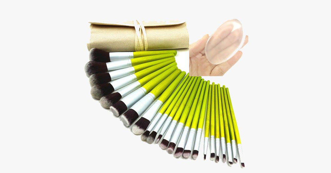 23 Piece Nylon MakeUp Brush Set with a Silicone Sponge - FREE SHIP DEALS