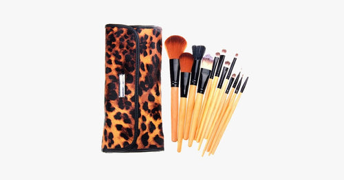 12 Piece Leopard Skin Brush Set - FREE SHIP DEALS