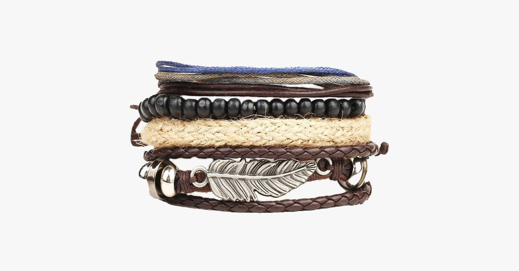 4 Pcs Multi-Layer Beads Leather Bracelet - FREE SHIP DEALS