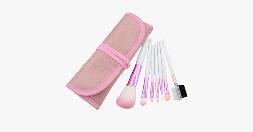 7 Piece Soft Pink Brush Set - FREE SHIP DEALS